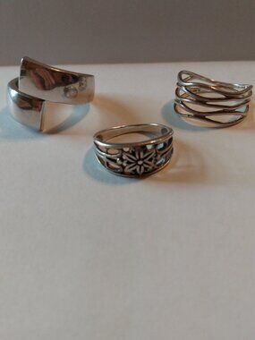 3 Vintage Rings Spiral Flower and Wrap